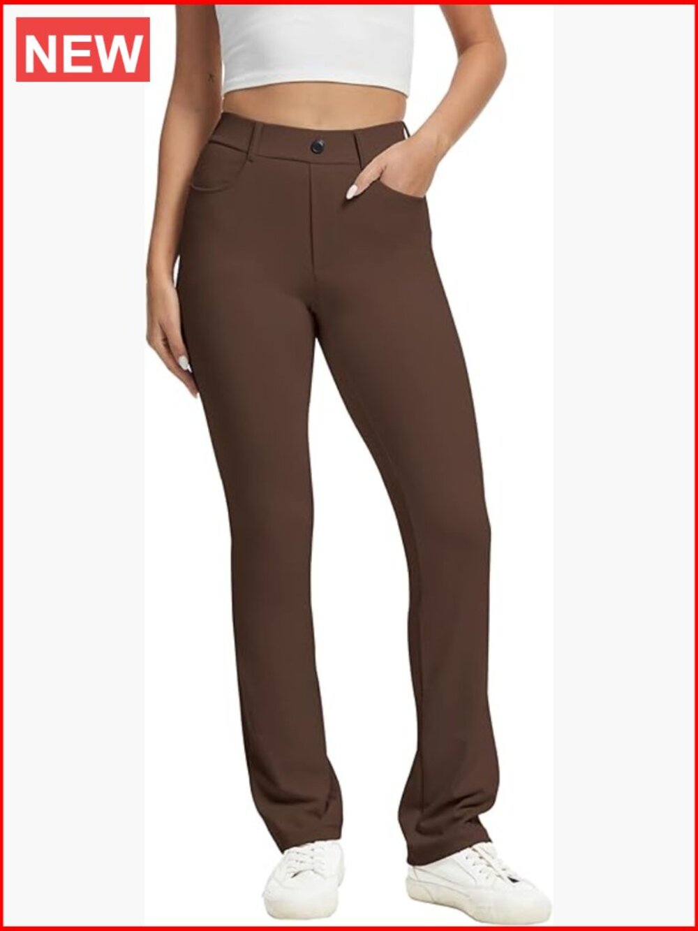 High Rise Straight Leg Yoga Pants with Pockets Petite Regular